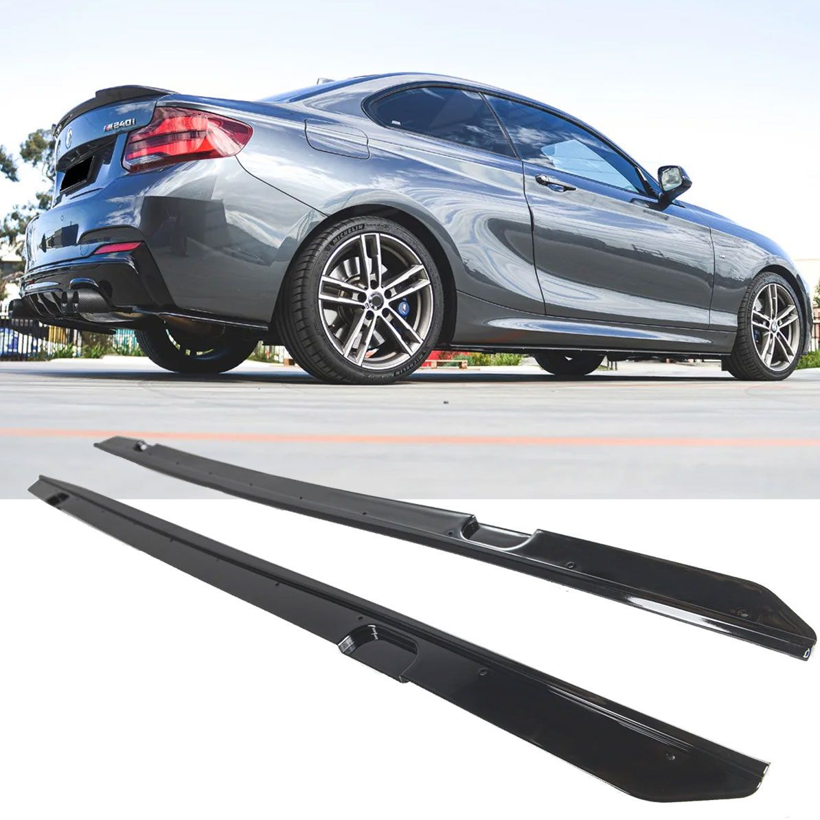Sideskirts GLOSS BLACK voor BMW 2 Serie F22 F23 (SET / ABS) | 2014-2020