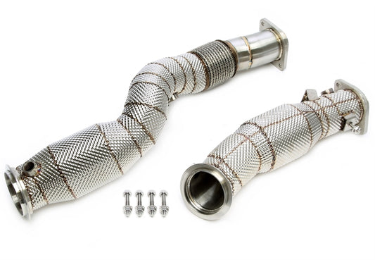 S58 G8x Downpipes I Options - Catless / 200cel / Heatshield