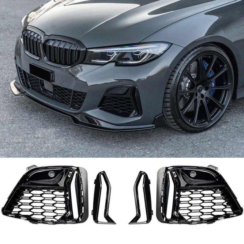 Bumper grilles M340i GLOSS BLACK geschikt voor BMW 3 Serie G20 G21 PRE-LCI met M-pakket | 2019-2022