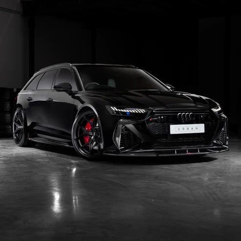 Audi C8 Rs6 / Rs7 Front Splitter With Urban Branding - Visual Carbon Fibre With Urban Emblem