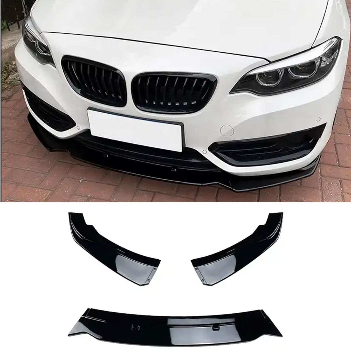GLOSS BLACK Front lip voor BMW 2 Serie F22 F23 met Sportline | 2013-2021