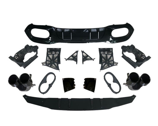 Mercedes W177 A45 style Diffuser Hatchback AMG-Line + uitlaatstukken zwart