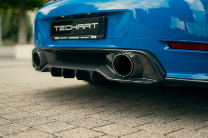 TECHART Porsche 992.2 Carrera base Rear diffuser, exposed carbon fiber, glossy