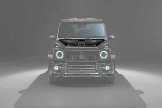 Mercedes W465 G-wagon Aerokit / Widetrack Vented Bullnose Bonnet With Urban Emblem - Body Colour With Visual Carbon Fibre Vents