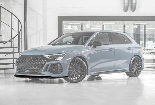 Audi RS3 8Y Hatchback / Saloon Front Splitter - Visual Carbon Fibre with URBAN Emblem