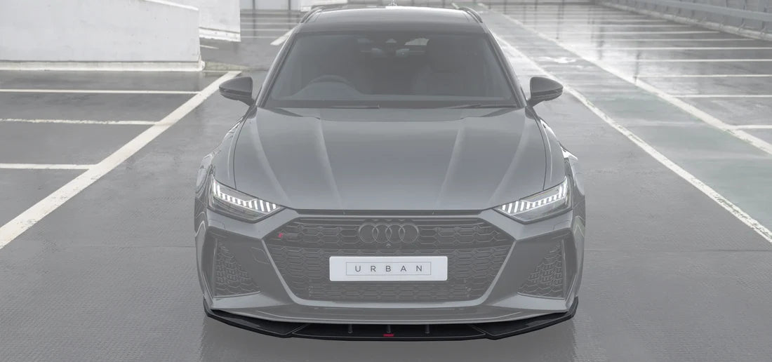 Audi C8 Rs6 / Rs7 Front Splitter With Urban Branding - Visual Carbon Fibre With Urban Emblem