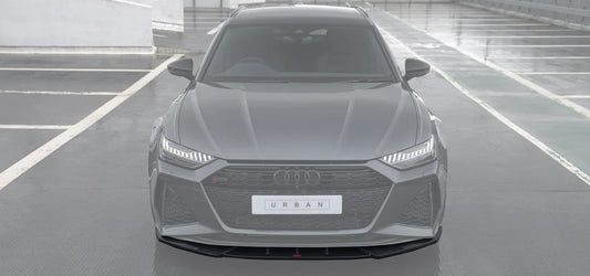 Audi C8 RS6 / RS7 Front Splitter With Urban Branding - Visual Carbon Fibre With Urban Emblem