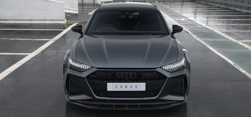 Audi C8 Rs6 / Rs7 Front Splitter With Urban Branding - Visual Carbon Fibre With Urban Emblem